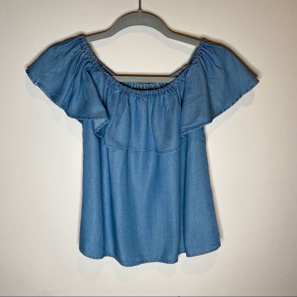 ICONE Simons Off-the-Shoulder Blue Blouse Top
